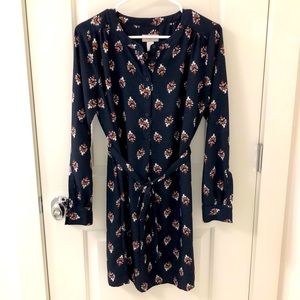 Navy Patterned LOFT Dress